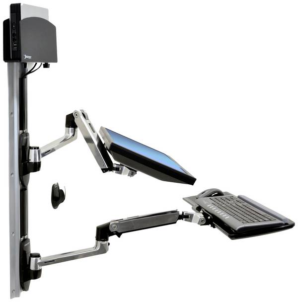 <br>  Ergotron<br>  LX Wall Mount System Small CPU Holder<br>  <br>  držák na zeď pro monitor<br>  1 Displej: (s)<br>  25,4 cm (10") - 81,3 cm (32")<br>  hliník<br>  nastavitelná výška, naklápěcí, nakláněcí, otočný, odkládací místo na klávesnici<br>