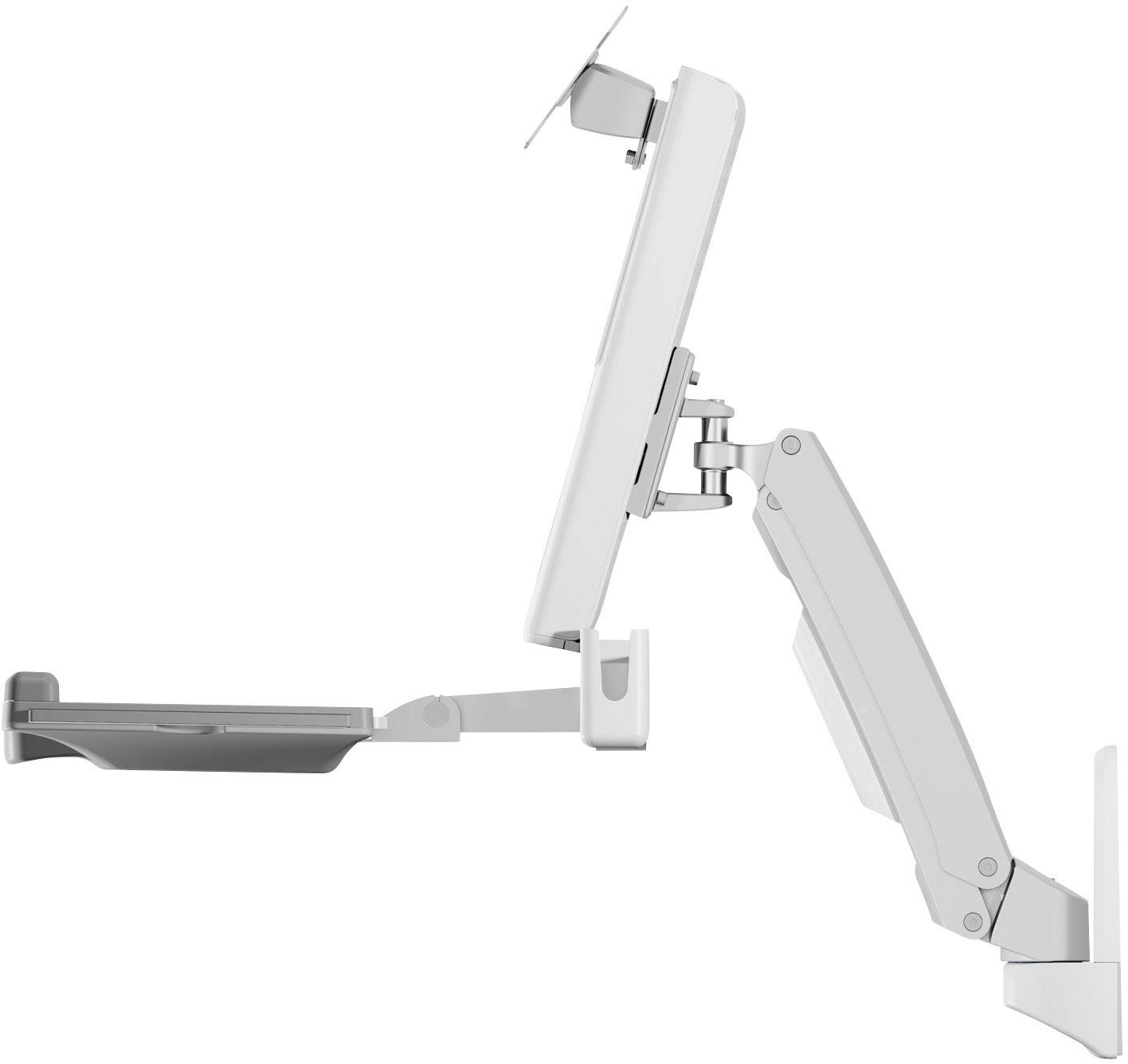 Nastavitelné rameno monitoru s otočným držákem displeje, ideální pro přizpůsobení polohy obrazovky pro ergonomickou práci.
