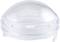 Transparentní, kupolovitý plastový objekt s vroubkovanými okraji, pravděpodobně součást optického nebo technického zařízení.