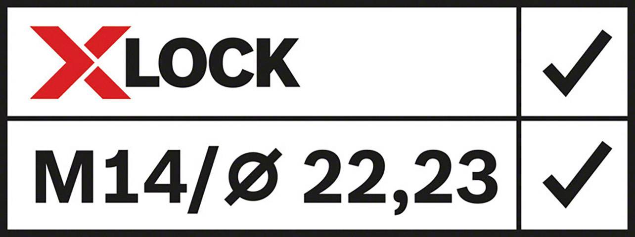 'XLOCK' a 'M14/Ø 22,23' s fajfkou vedle, na bílém pozadí v černě orámovaném poli.