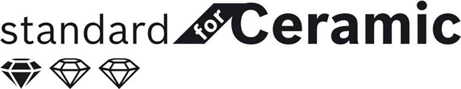 Obrázek zobrazuje logo 'standard for Ceramic' se třemi diamantovými symboly pod ním.