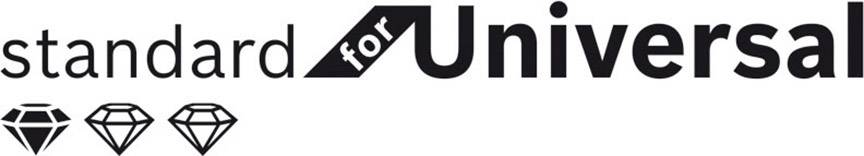 Standardní logo "Universal" se třemi diamantovými symboly pod ním.