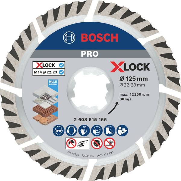 Bosch Accessories 2608615166 X-LOCK Diamanttrennscheibe Sta 125x22,23x1,6x10mm Universal diamantový řezný kotouč Průměr 125 mm   1 ks