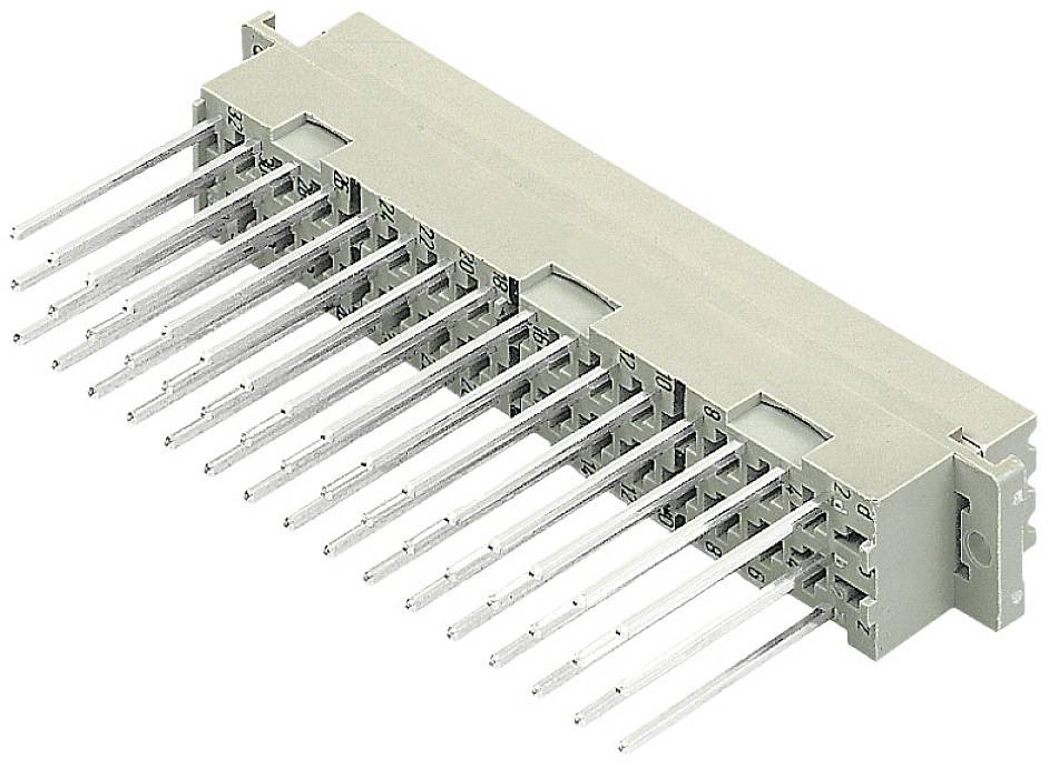 Elektrický konektor s několika kovovými kolíky, vhodný pro použití v elektronických zařízeních nebo obvodech.