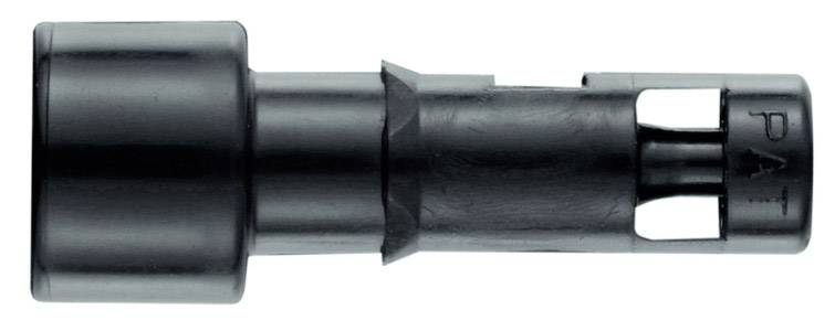 Černý plastový spojovací díl s válcovým začátkem a otevřenými konci. Určeno pro průmyslové nebo technické aplikace.