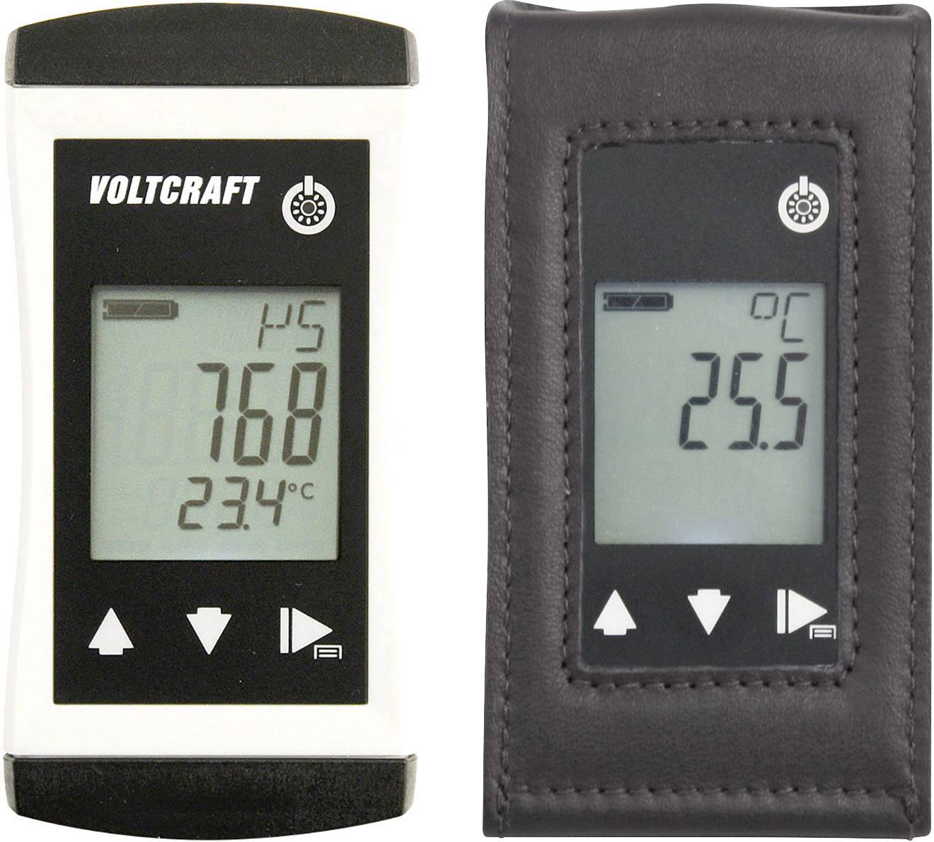 Dva digitální teploměry: vlevo displej ukazuje 23,4°C, vpravo displej ukazuje 25,5°C v černém obalu.