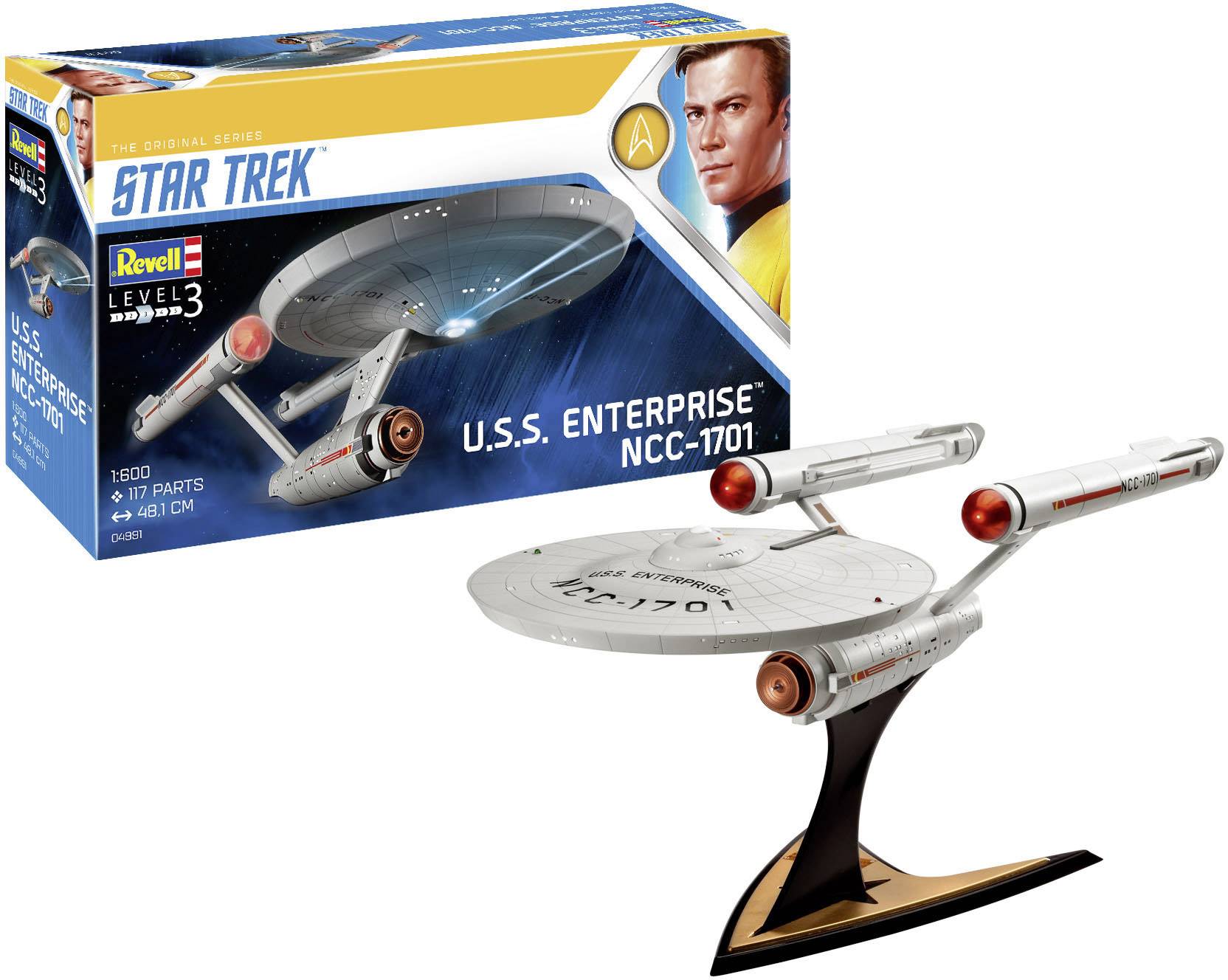 Model USS Enterprise NCC-1701 ze Star Treku, úroveň 3 se 117 díly. Obsahuje detailní model a obal.