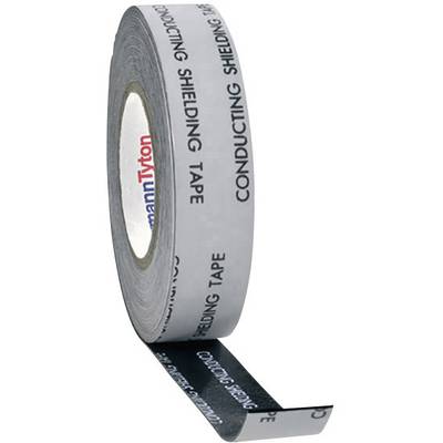Role stříbrně zbarvené stínící pásky s nápisem 'CONDUCTING SHIELDING TAPE' černým písmem.
