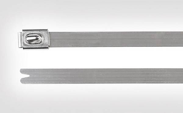 HellermannTyton 111-93148, MBT14SS-SS304-ML, stahovací pásky, 4.60 mm, 362 mm, stříbrná, s kuličkovým uzávěrem, 1 ks