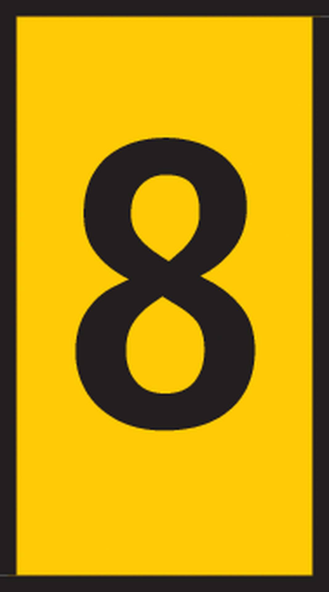 Obrázek ukazuje černou číslici '8' na žlutém pozadí.