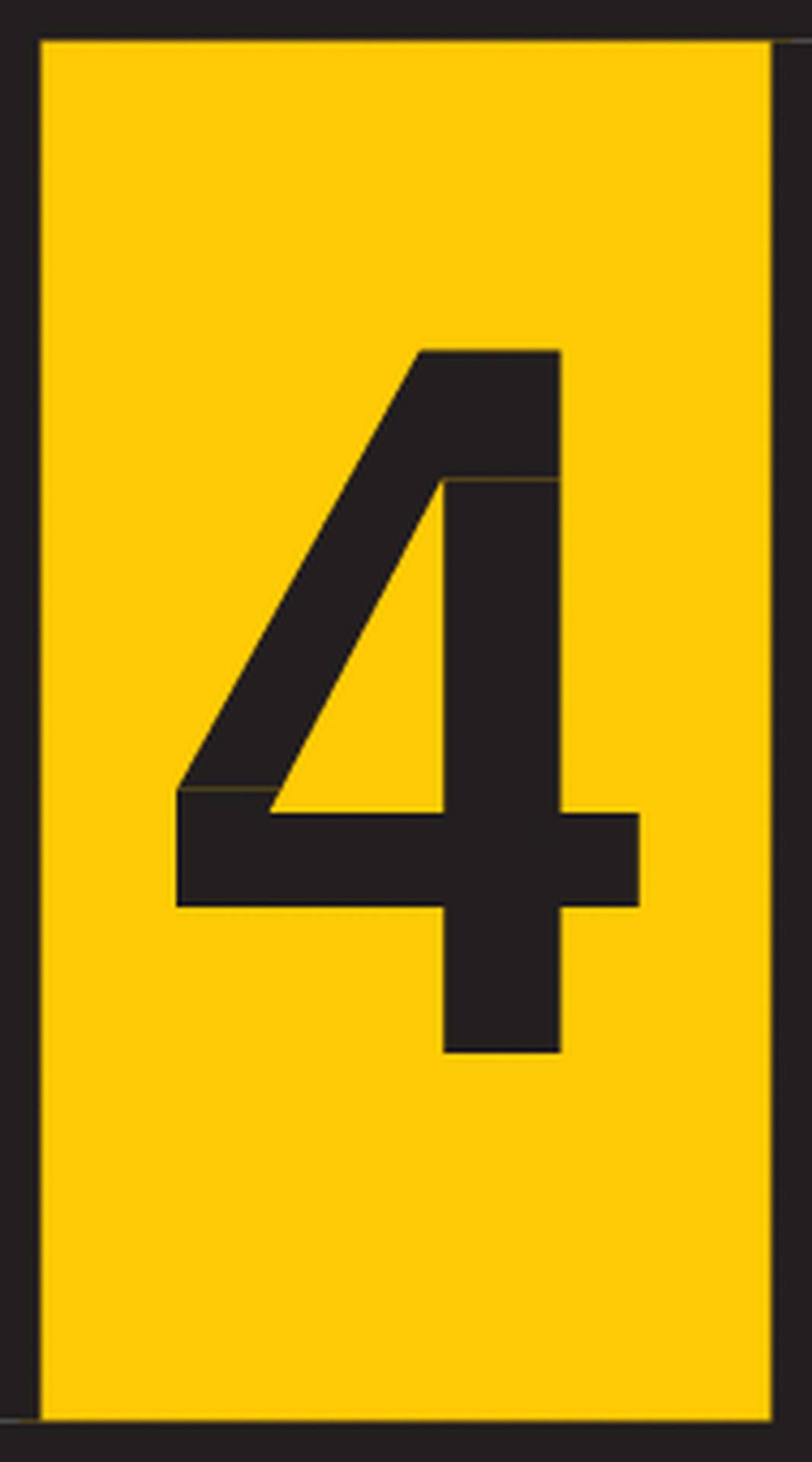 Žluté znamení s černou číslicí '4' uprostřed.