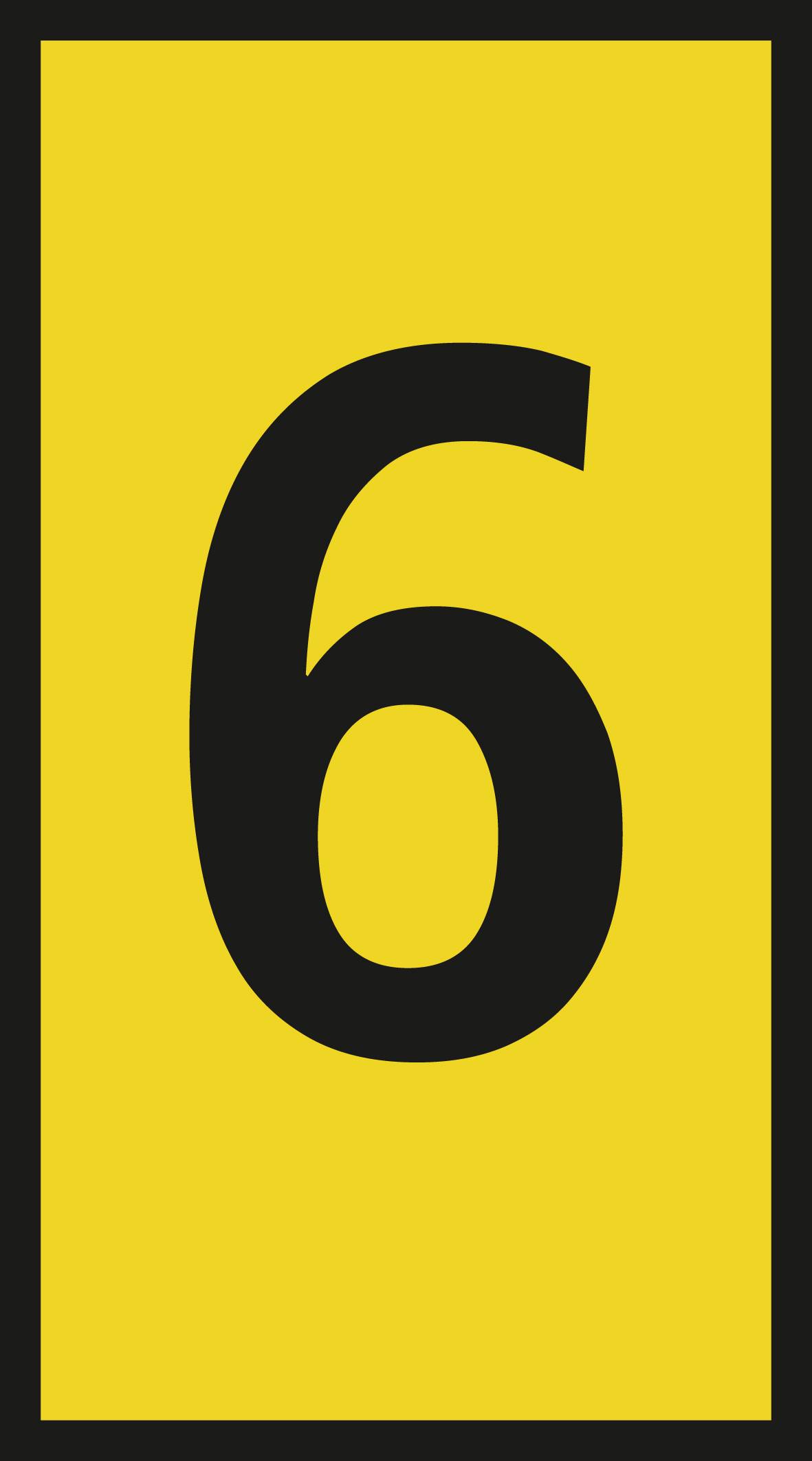 Žluté znamení s černou číslicí '6' uprostřed.