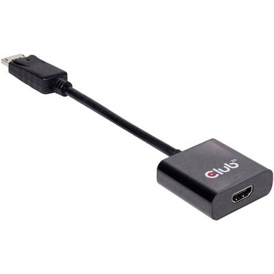 Černý adaptér s konektorem DisplayPort na jedné straně a zdířkou HDMI na straně druhé.