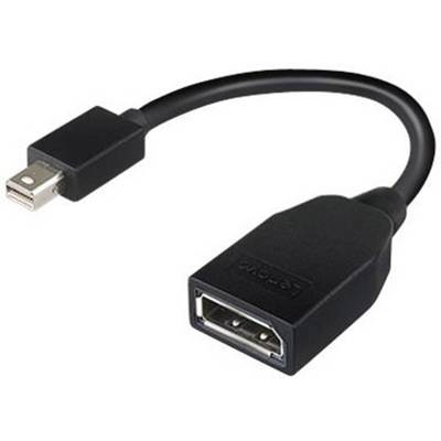 Černý adaptérový kabel s konektorem Mini DisplayPort na zásuvku DisplayPort, vhodný pro propojení zařízení s různými typy portů.