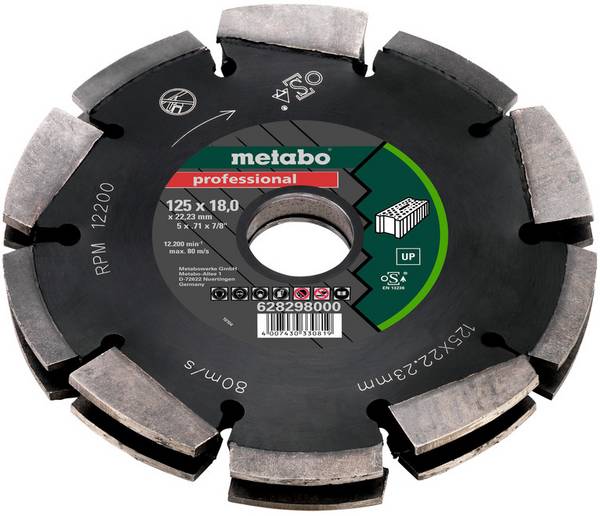 Metabo 628298000 drážkovací fréza, tvrdokov, Vnější Ø 125 mm, Ø hřídele 22.23 mm, 1 ks