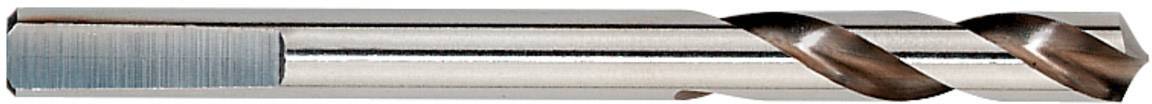 Kovový vrták se dvěma břity a hladkým, lesklým povrchem, vhodný pro přesné vrtání do kovu.