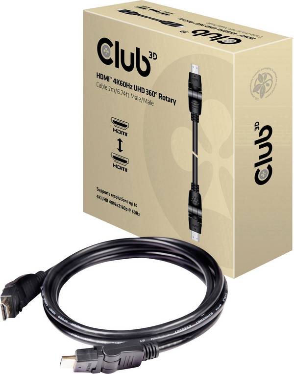 club3D HDMI kabel Zástrčka HDMI-A, Zástrčka HDMI-A 2.00 m černá CAC-1360 4K UHD, samozhášecí HDMI kabel