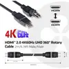Dva HDMI kabely s nápisem '4K 60Hz'. Text: 'HDMI 2.0 4K60Hz UHD 360° otočný kabel, 2m/6,74 stop Samec/Samec'.