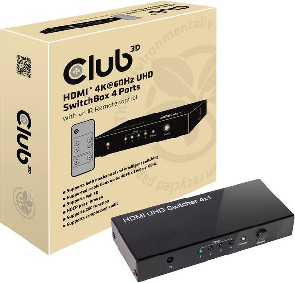 club3D CSv-1370 4 porty HDMI přepínač  4096 x 2160 Pixel