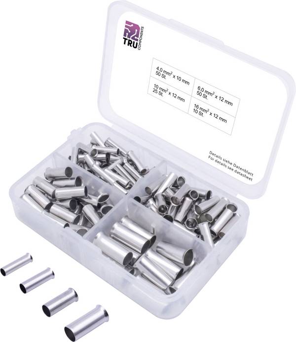 TRU COMPONENTS T1903C024 sada dutinek 4 mm², 6 mm², 10 mm², 16 mm² bez izolace stříbrná 135 ks
