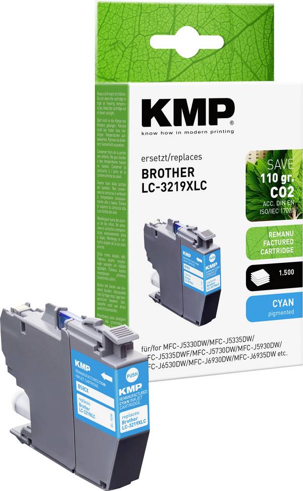 KMP Ink náhradní Brother LC-3219XLC kompatibilní  azurová B58CX 1538,4003