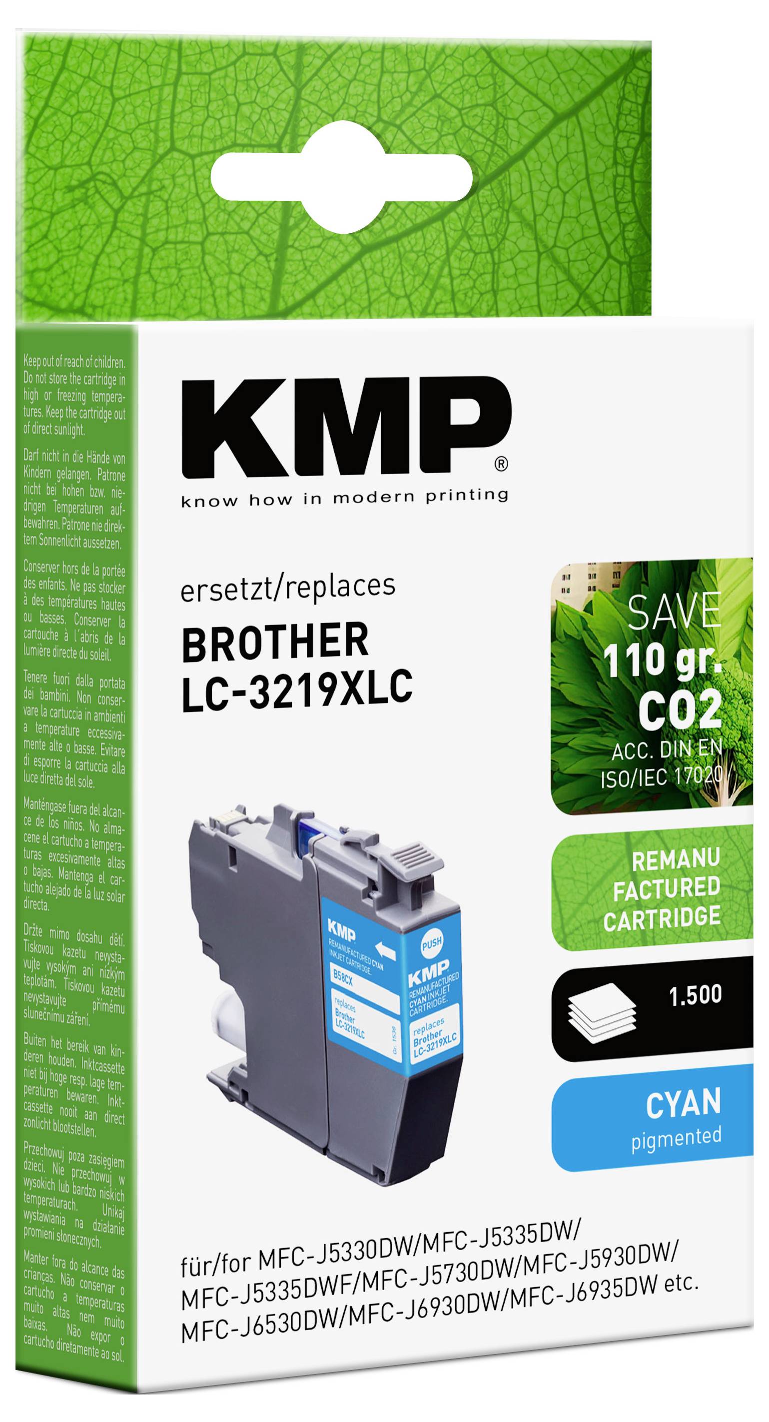 Inkoustová kazeta Brother LC-3219XLC azurová<br>Renovovaný produkt<br><br>Ekologicky šetrné řešení<br>Úspora 110 g CO2 při výrobě<br><br>Vysoká kvalita tisku<br>Plná kompatibilita s originálními tiskárnami Brother<br><br>Šetřete peníze a životní prostředí