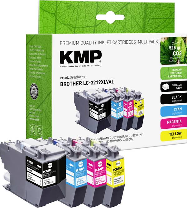KMP Ink náhradní Brother LC-3219XLBK, LC-3219XLC, LC-3219XLM, LC-3219XLY kompatibilní kombinované balení černá, azurová, purppurová, žlutá B58VX 1537,4005