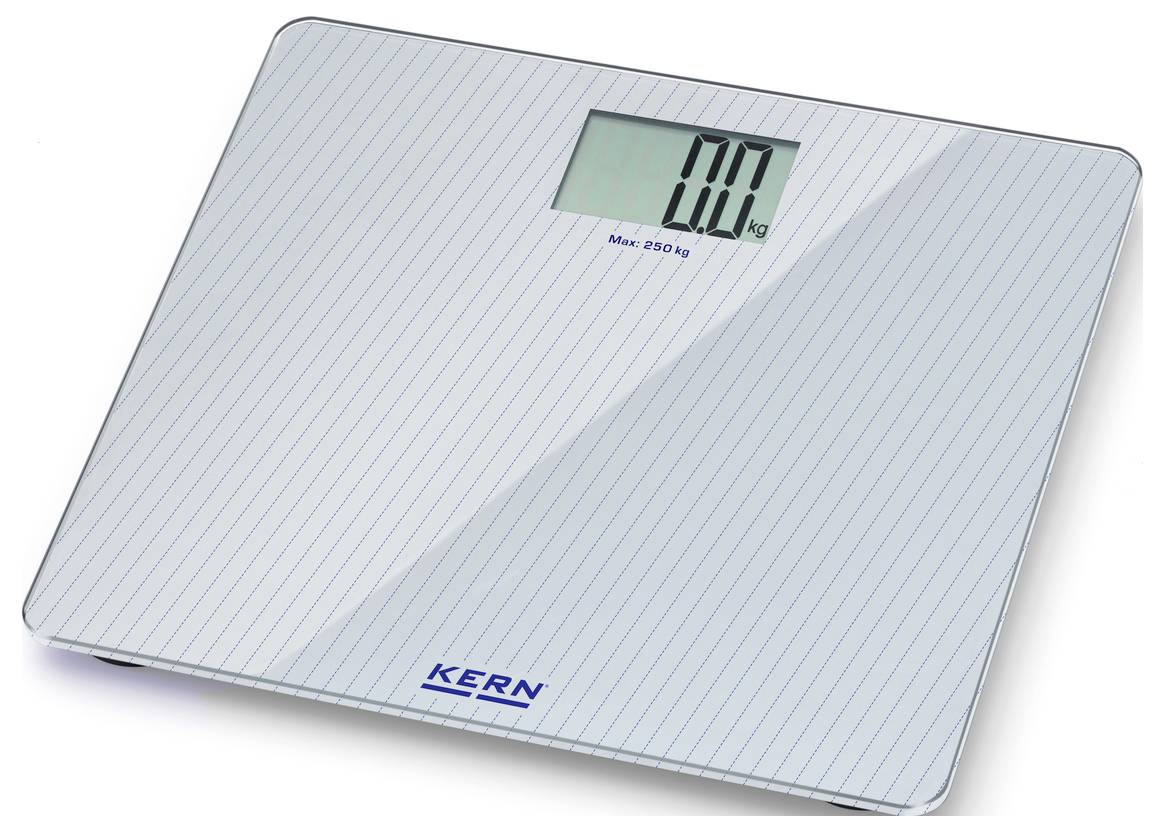 Digitální osobní váha zobrazuje '0,0 kg' na LCD displeji. Nápis: 'Max: 150 kg'.