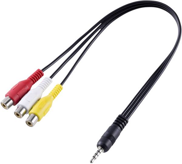 SpeaKa Professional SP-8433716  AV audio, video adaptér [1x jack zástrčka 3,5 mm - 3x cinch zásuvka] černá