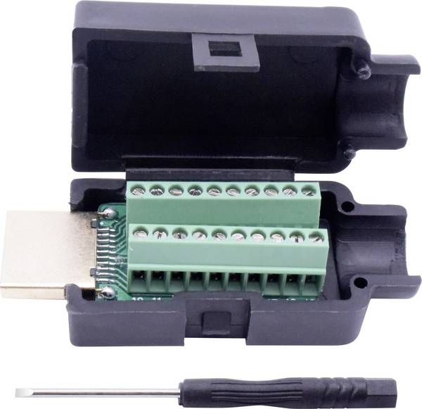 TRU COMPONENTS T1904C104 HDMI konektor zástrčka, vestavná rovná Pólů: 20 černá 1 ks