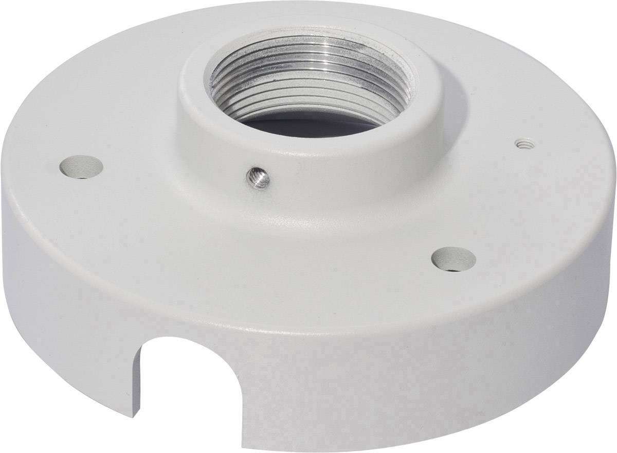 Kulatý montážní kryt z kovu se závitovými otvory a dírkami pro upevnění, případně pro instalaci technických zařízení.