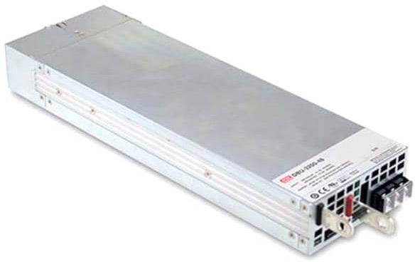 Obdélníkový stříbrný síťový napájecí zdroj AC/DC, model 'SEMI-2000B', leží na bílém pozadí.