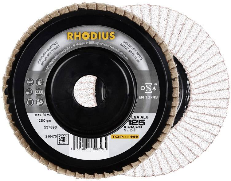 Lamelové kotouče RHODIUS, model VISION SPEED ALU P60. Vhodné pro broušení hliníku a neželezných kovů, max. 12.200 ot./min.