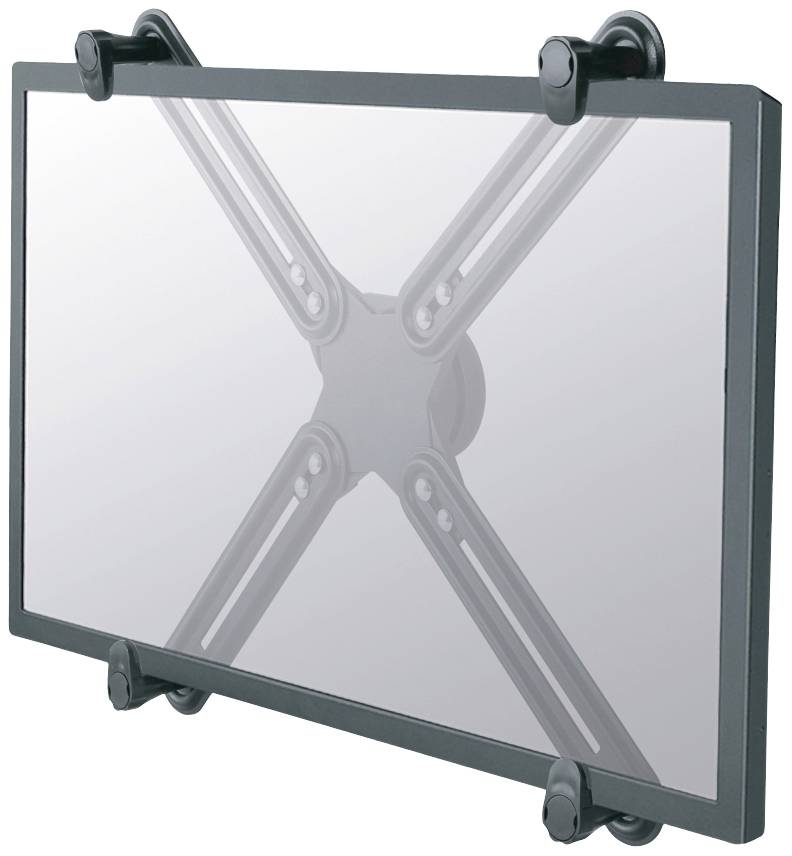 Obrázek černého, nastavitelného TV držáku na stěnu s několika rameny, který umožňuje stabilní upevnění.