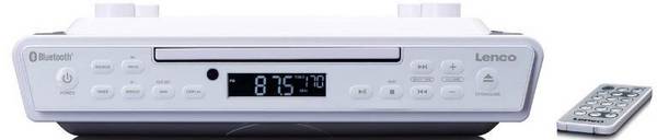 Lenco KCR-150WH KCR-150WH kuchyňské rádio, FM, Bluetooth, CD, vč. dálkového ovládání, funkce alarmu, bílá