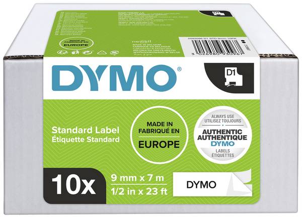 etikety sada 10 ks DYMO D1 2093096 polyester Barva pásky: bílá Barva písma:černá 9 mm 7 m