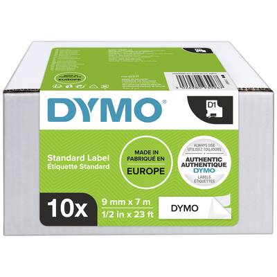Balení standardní etikety Dymo kompatibilní s tiskárnami D1. Obsahuje 10 rolí, 9 mm x 7 m, vyrobeno v Evropě.