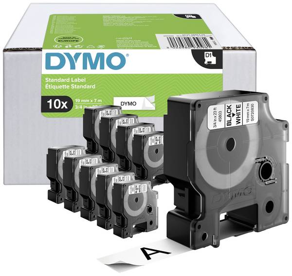 etikety sada 10 ks DYMO D1 2093098 polyester Barva pásky: bílá Barva písma:černá 19 mm 7 m