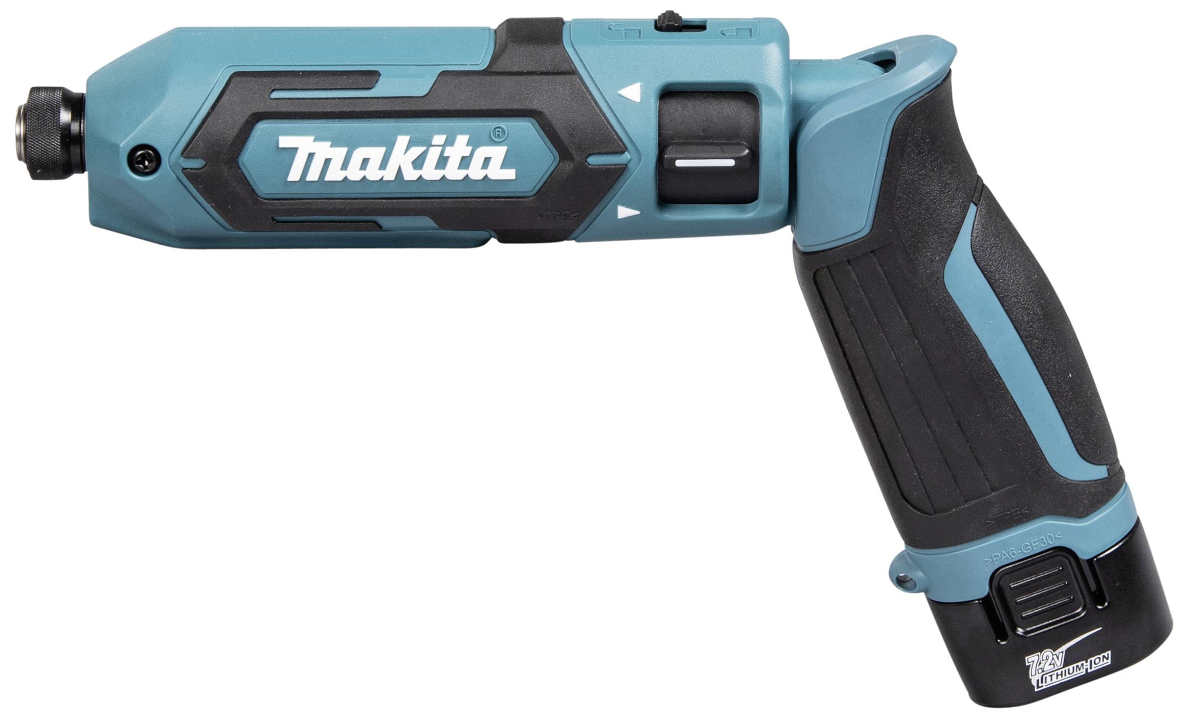 Akumulátorový šroubovák Makita s ergonomickou rukojetí a kompaktní konstrukcí, vhodný pro kutilské práce.