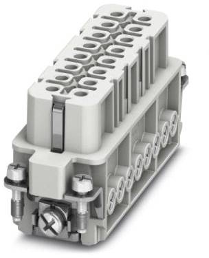 Průmyslový konektor s několika kontakty a šroubovým spojem, vhodný pro elektrické aplikace.