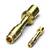 Dva zlaté kovové kolíky různé velikosti, ležící vedle sebe. Používají se v elektronických spojeních.
