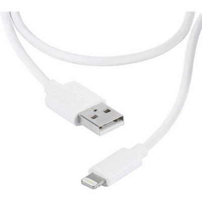 Bílý kabel s USB konektorem na jedné straně a malým obdélníkovým konektorem na straně druhé, vhodný pro mobilní zařízení.
