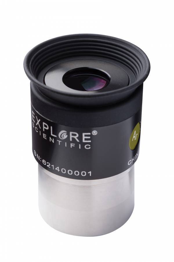 Okulár od Explore Scientific s nápisem 'CHINA' a katalogovou položkou 621400001, vhodný pro teleskopy.