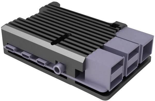 Černé elektronické zařízení s fialovými konektory, pravděpodobně modul pro vozidlové nebo elektronické systémy.