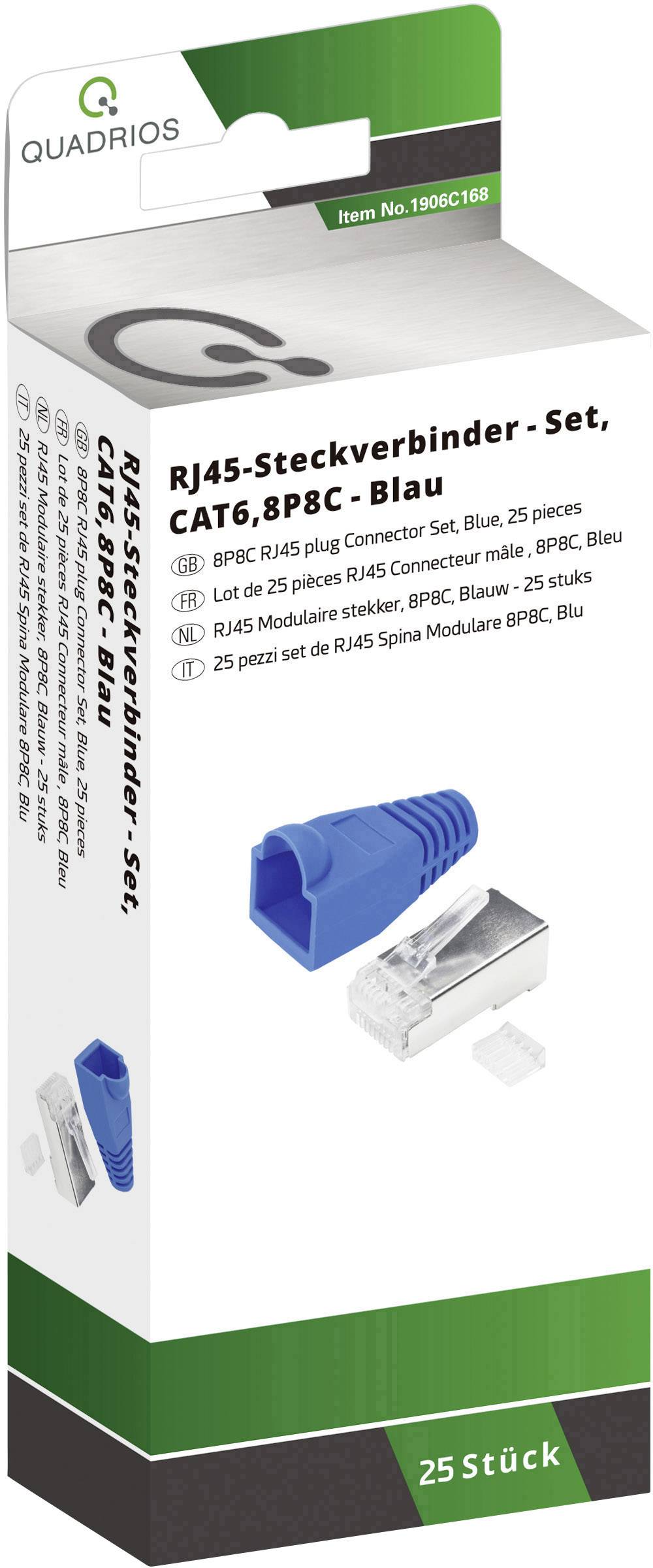 Sada konektorů RJ45, CAT6, 8P8C, modrá, 25 kusů