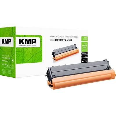 KMP prémiová kvalitní tonerová kazeta pro Brother TN-423BK, zobrazena s balením a kazetou na bílém pozadí.