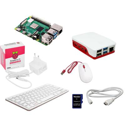 Startovací sada Raspberry Pi: Obsahuje desku Raspberry Pi, pouzdro, napájecí adaptér, myš, klávesnici, HDMI kabel, SD kartu s předinstalovaným operačním systémem.