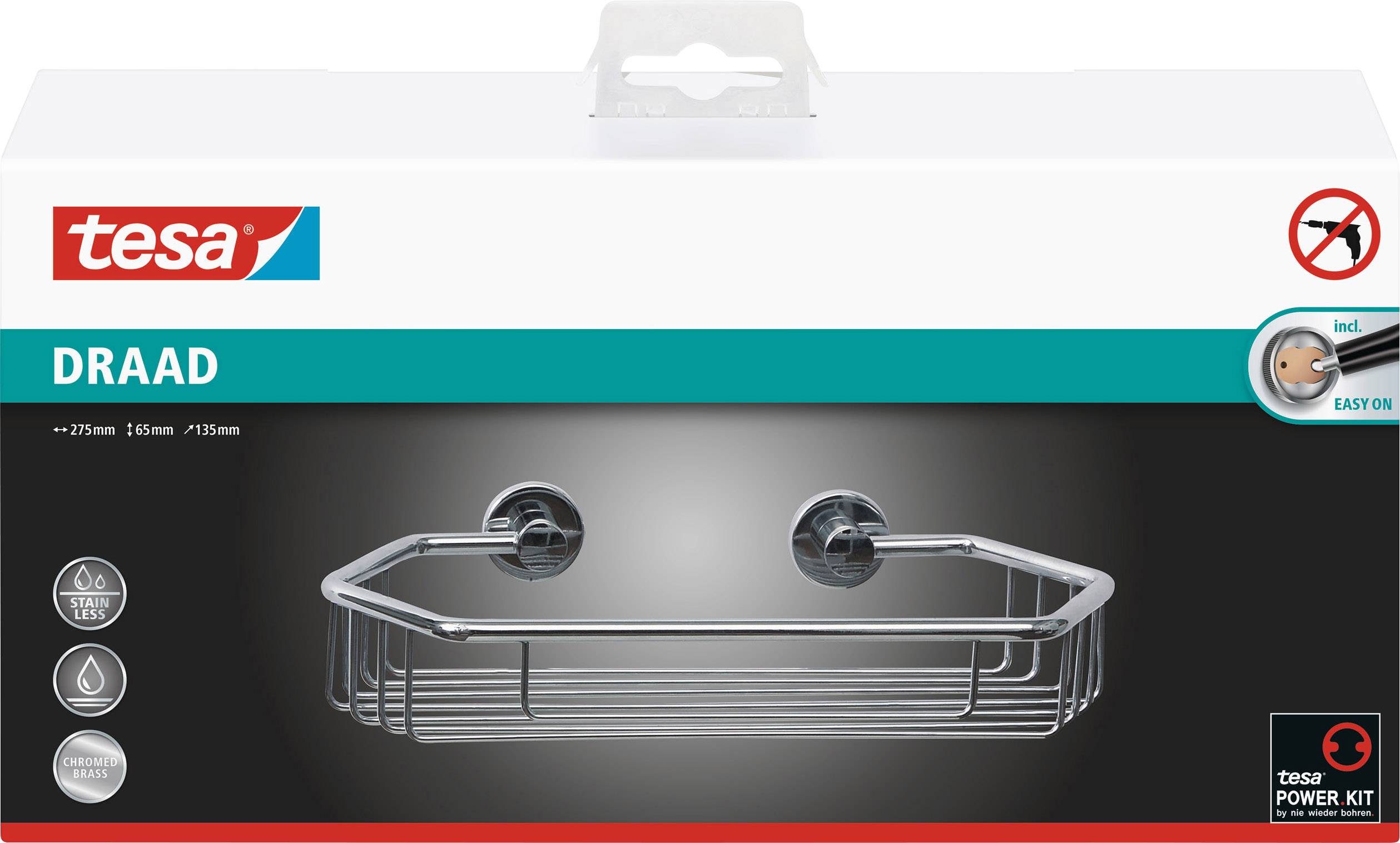 tesa 40228-00000-00 draad koupelnová polička lepidlo chrom (lesklý)-3
