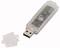 Průhledný USB flash disk s odejmutým víčkem, s otevřeným a viditelným USB konektorem.