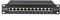 Síťový patch panel se 12 porty RJ45, očíslovaný od 1 do 12, na černém pozadí.